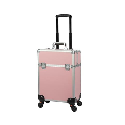 SUNNYNEST 1PC Makeup Trolley Case Rolling Cosmetic Organiser Wheels Pink