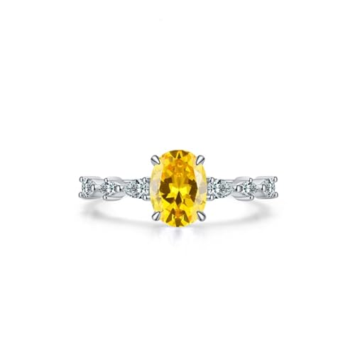 Bague femme argent 925 avec zircon jaune de style haute joaillerie