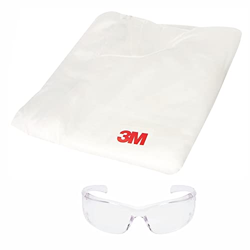 Cleverry Box mit 3M Schutzanzug Große XL, Typ CE, I cat, Polypropylen 45 g / m2, weiß - 1 Stück und Schutzbrille Virtua AP VirtuaA0, AS, UV, PC, klar - 1 Stück Cover