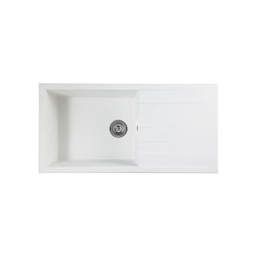 STRADOUR Evier a encastrer CUBE, en SMC BLANC UNI - 17, 1 bac, dim. 100 * 50 cm, vidage manuel