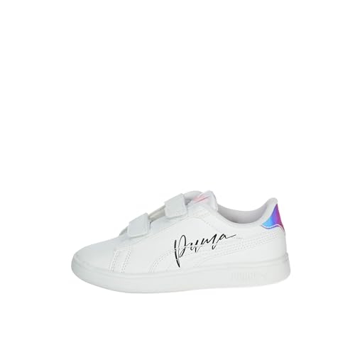 PUMA Smash 3.0 L Crystal Wings V PS, Scarpe da Ginnastica, White Black-Peach Smoothie, 29 EU