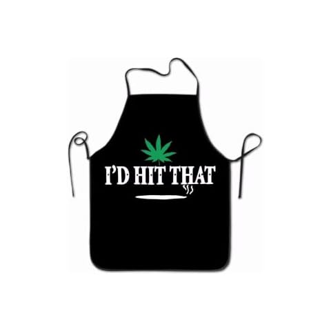 Brccee AC Kitchen Apron I'd Hit That Marijuana Pot Weed Stoner Apron Adult Women Unisex Durable Comfortable Washable for Baking, Crafting, Gardening, Cooking Kitchen Cover