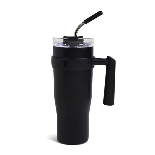 Hydragear Juno Stainless Steel Tumbler with 2-in-1 Lid and Reusable Straw - 40 Oz - Onyx Powder Coat