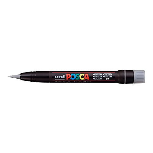 Image of POSCA PCF-350 Paint Marker | 1-10 mm Soft Brush Tip (Silver Ink)