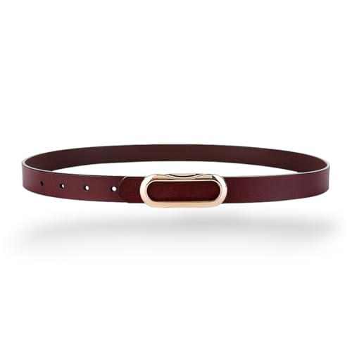 Ceinture en cuir pour femme bordeaux ajustée pour en finir avec les jeans amples