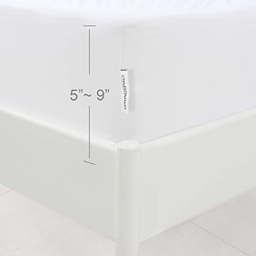 Twin Size Box Spring Cover with Smooth and Elastic Woven Fabric, Alternates for Bed Skirt, Wrinkle & Fading Resistant, Washable, Dustproof, White, 2 Pack