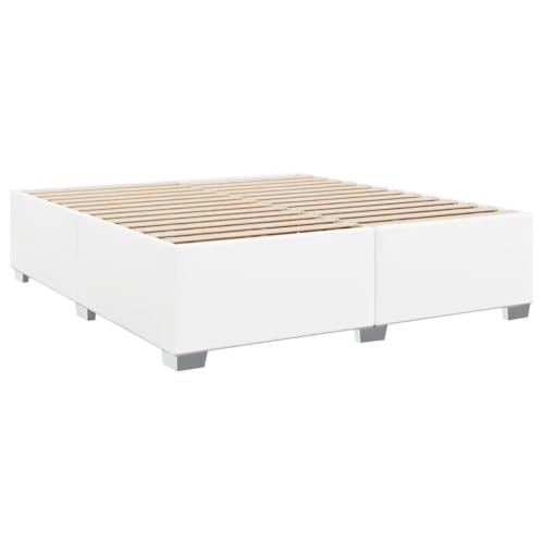 vidaXL Cadre de lit Blanc 200x200 cm Similicuir, sommier, Cadre de lit Plateforme, Cadre de lit rembourré, Meuble de Chambre à Coucher