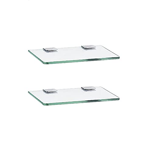 Mgchowue Étagère de Salle de Bain en Verre Trempé, 2 Couches Tablette Murale Salle De Bain, 20cm Etagere en Verre, Etagere pour Douche, Accessoires Salle de Bain Cover