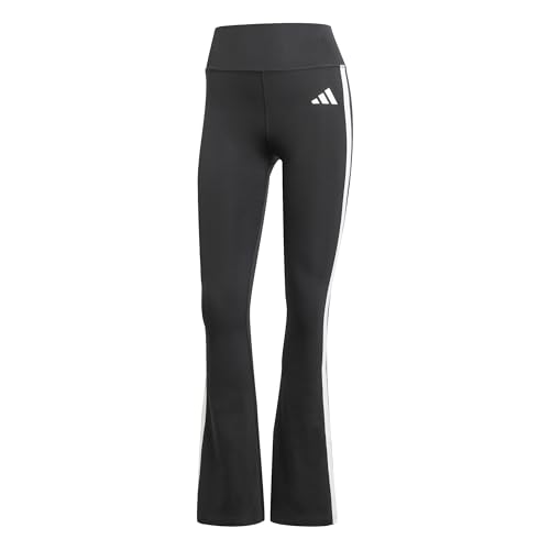 adidas Women's Optime Essentials 3 Stripes Flared Leggings, Black/White, XXL