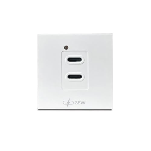 Image of MX 35W PD GaN USB Charger Dual USB-C Ports (C+C) | 2-Module 45x45mm Modular Socket Plate | Fast Charging Wall Adapter 90-270V AC Input | Smart Protection | White
