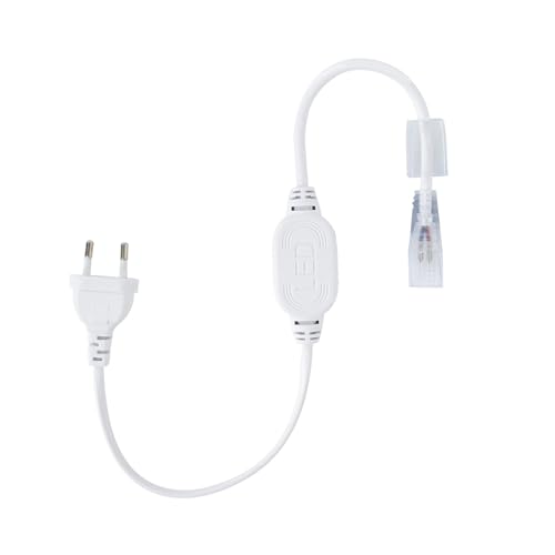 LEDKIA LIGHTING - Cavo Raddrizzatore Corrente Striscia LED 220V | SMD&COB | IP65 | Taglio ogni 50cm | Uso Interno/Esterno, Bianco, Plastica