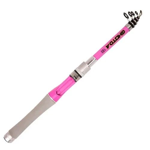 Canne A Peche Canne à pêche télescopique courte for leurre de pêche rose 1,5 m 1,8 m 2,1 m 2,4 m Canne à pêche portable Spinning/Casting Jig Rods Voyage...