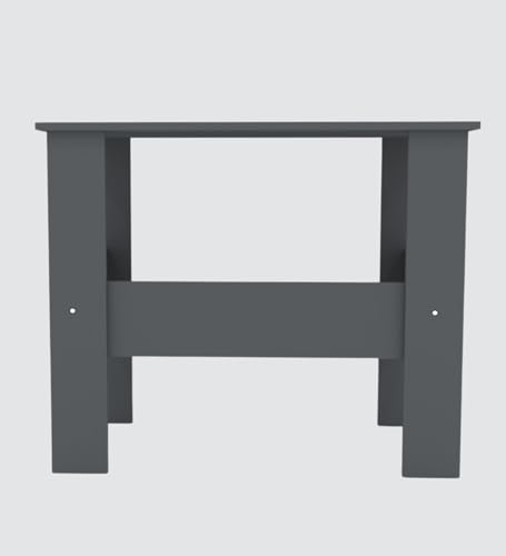 Image of Modern Compact Study Desk with Storage Shelf, Grey, Space-Saving Home Office Table, 90x50x74 cm, DIY Assembly