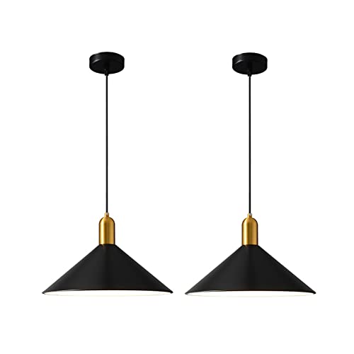 Suspension industrielle vintage avec abat-jour noir et lustre E27