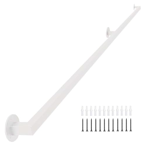 Yopappol Corrimano per Scale a Parete 1 2 3 4 5 6 Metri | Corrimano in Ferro battuto per Scale | Corrimano per Scale Interne Corrimano per gradini Esterni | Tubo zincato Bianco(280cm)