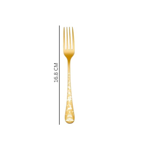 Image of Stainless Steel Forks Set | Dishwasher Safe & Shiny Polished Finish | Table Forks Set for Home Kitchen, Restaurant | Cutlery for Dinner, Table, Cake, and Dessert (6 Pcs Small Fork, Gold)