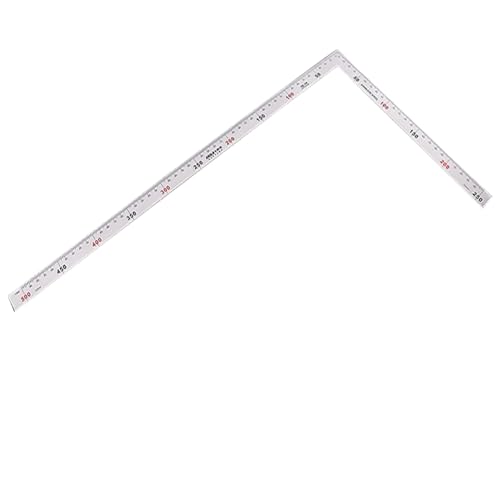 SagaSave Right Angle Ruler Metric Stainless Steel L Shape 90 Degree Square Layout Measuring Tool for Carpenter Engineer Architectural Design, Easy to Read, White (500×250×2mm)