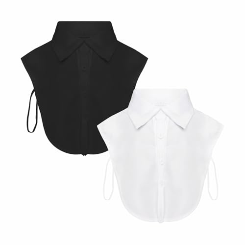 2 Pieces Faux Collar Black and White Collared Shirt Women Dickey Collar for Women Detachable Half False Blouse