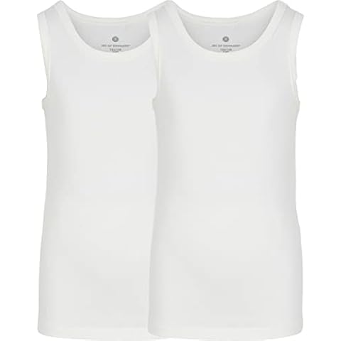 jbs of Denmark Tank Top aus Bambus-Viskose und organischer Baumwolle für Jungs, Unterleibchen für Kinder, 2er Pack, weiß, 7/8 Jahre alt Cover
