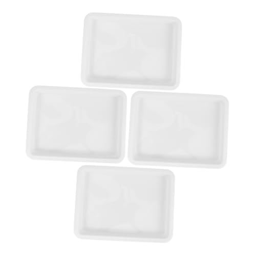 Unomor 4pcs Laboratory Reagent Pot Drainage Containment Large Boot Tattoo Plastic Serving Trays Ac Drip Pan Trays for Eating Food Pp White