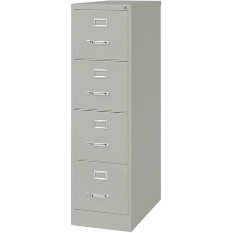 Scranton & Co 52" x 26.5" Modern Metal Letter Vertical File Cabinet with 4 Drawers & Core-Removable Lock, Fully Assembled Steel Construction, in Light Gray Finish Cover
