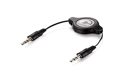 Adaptare Câble Enroulable, Fiche Jack 3,5 mm Vers 3,5 mm, Noir, 80 cm
