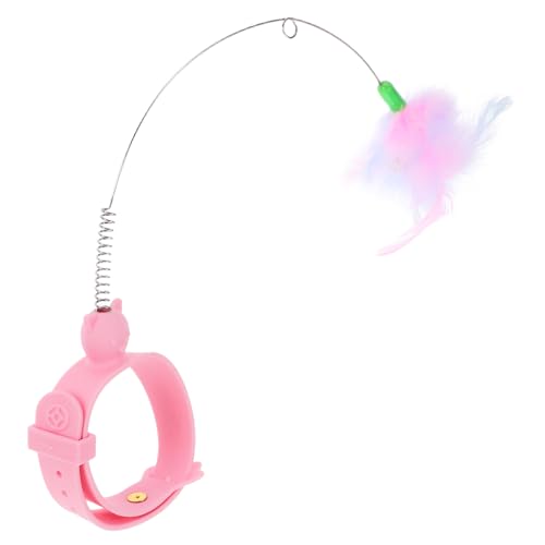 Gadpiparty 猫の襟から猫のスティックをからかいます 猫用のおもちゃをからかうペット 猫のからかいスティック 子猫のからかい杖 猫の首のおもちゃ しの杖のおもちゃ シリカゲル ピンク