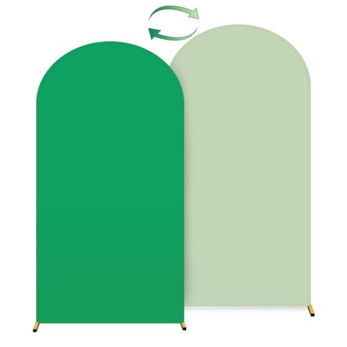 Hemmotop Stretchy Arch Backdrop Cover Green and Sage Green 7.2ft
