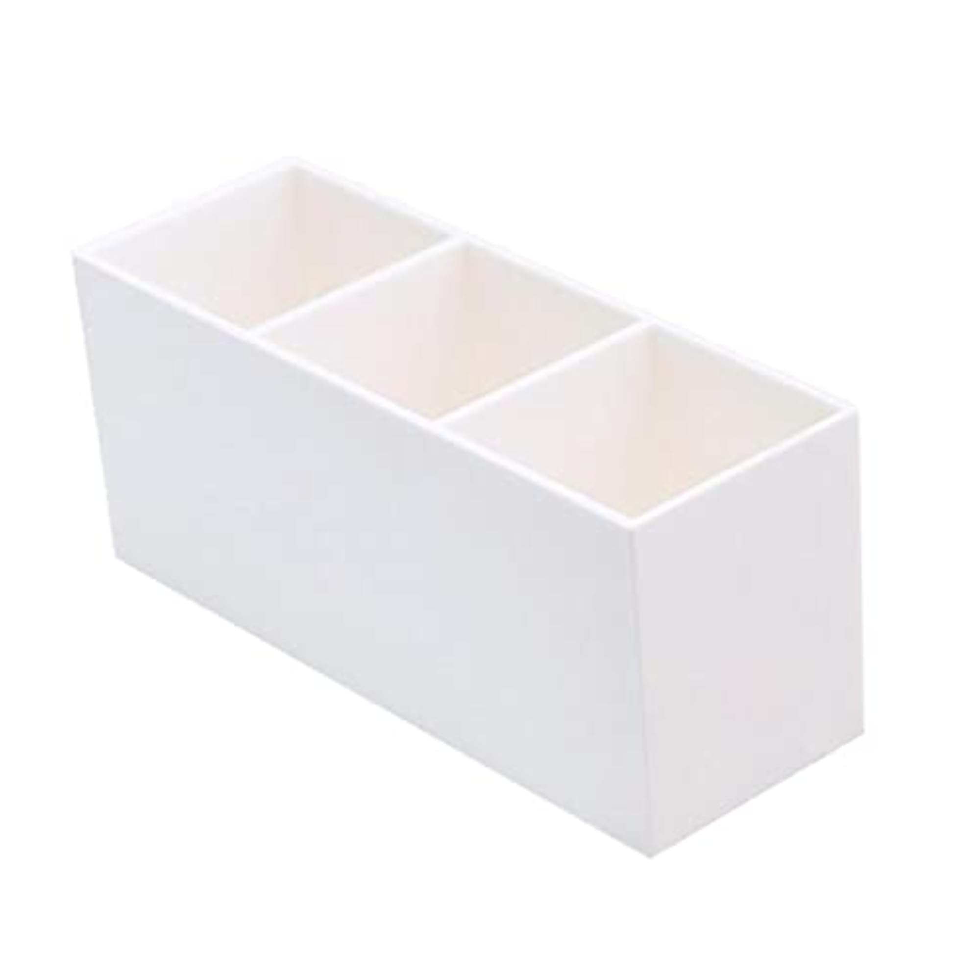 Makeup Brush Eyebrow Set Case, 3 Slot Organizer, White
