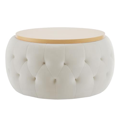 Iwmh STORAGE OTTOMAN-01 Round Storage Ottoman Coffee Table cover