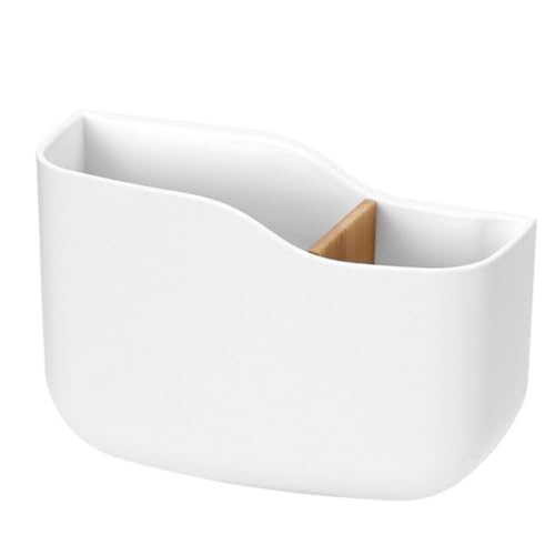 Remote Control Holder Wall Mounted Adhesive Remote Storage Organizer Box Tray Hollow Slot for Home Office Desk Nightstand White Remote Control Holder
