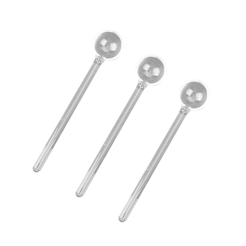 FUNOMOCYA 3pcs Long Handle Glass Stirring Spoons Tea Coffee Dessert Salad Spoons for Kitchen