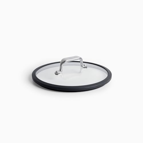 Image of Misen Tempered Glass Lid with Anti-Scratch Silicone Rim, Oven Safe Replacement Cookware Skillet Lid for Misen Carbon Nonstick, Carbon Steel, and Frying Pans, Dishwasher Safe - 8 Inch