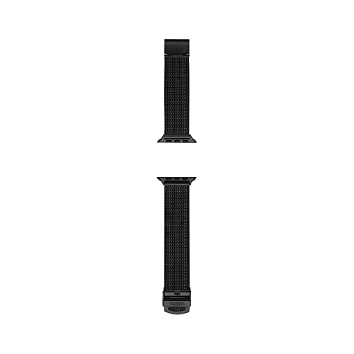 Fossil Men's Leather or stainless steel strap, compatible with 42mm/44mm/45mm/46mm/49mm Apple Watch®, Black, 22 mm x 44 mm - Image 2