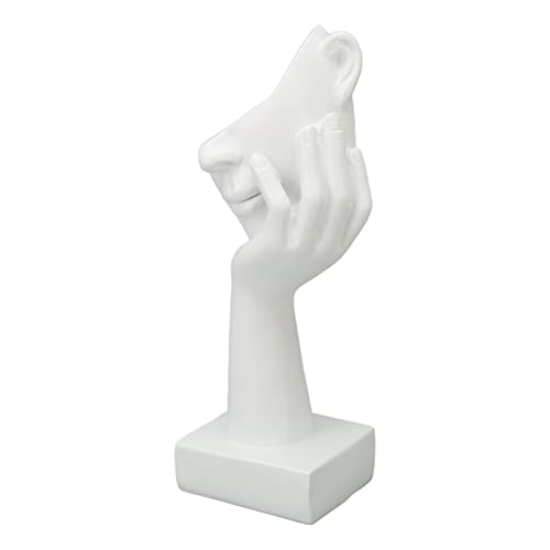 YUKOFE Estatua de Cara de Pensador, Escultura de Cara de Resina, decoración de Mesa para Sala de Estar, Dormitorio, Oficina, Escritorio, Color Blanco