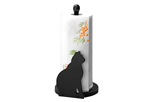 Maximex Papierrollenhalter Katze, sicherer Stand und einfache Handhabung, passend für alle handelsübliche Küchenrollen, aus schwarz lackiertem Holz, Maße (B x H x T): 15 x 30 x 15 cm Cover