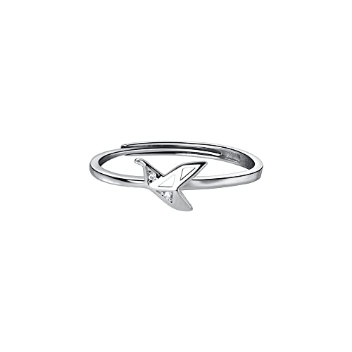 Bague grue en papier S925 ajustable pour femme