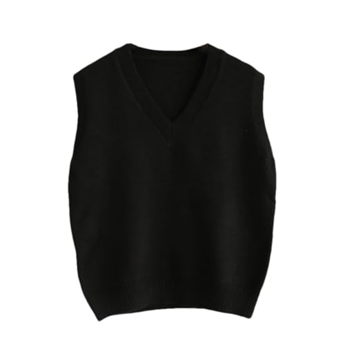 Women's Sleeveless V-Neck Sweater Vest - Casual Winter Warm Knitwear, All-Match Pullover Waistcoat Top