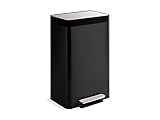 Kohler K-20940-BST 13-Gallon Step Trash Can, Black Stainless,Black Stainless Steel