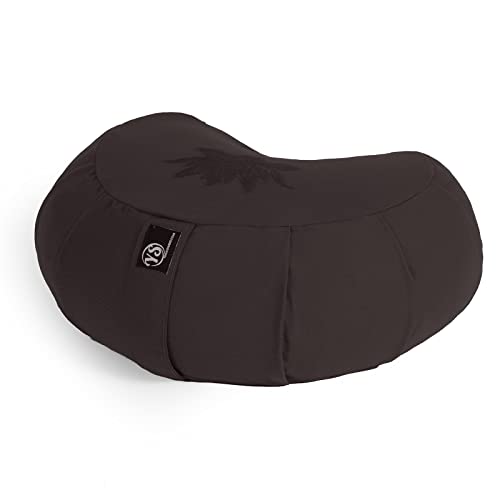Yoga Studio Lotus Crescent Zafu Meditationspouf mit Baumwollbezug, Buchweizenschalen, Tragegriff, 42 x 13 x 18 cm - Image 3