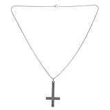 Mikikit Collar de Cruz Invertida de Acero Inoxidable para Hombre, Colgante de Cruz Cadena de 50 Cm, Collar Decorativo y Moderno para Uso Diario y Fiestas