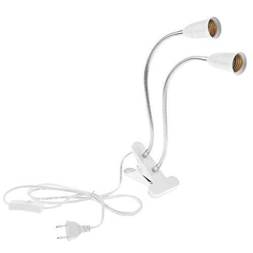 LOOM TREE 3xEU Plug E27 2-Head Clip on Reading Light Base Desk Reading Lamp Socket White | Lamps-image-43