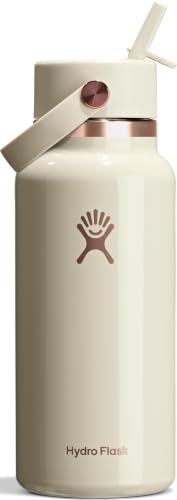 Hydro Flask Water Bottle - Insulated Stainless Steel - Wide Mouth Flex Straw Lid, Non Spill, Leakproof and Refillable in 32 Oz Linen Rose Gold - image 1