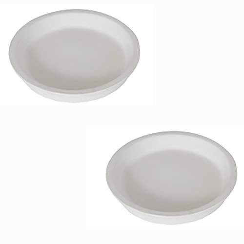 Image of Lasaki Round Ceramic Trays (Plates Saucers) for Pots, planters, Flower, Succulent(Set of 2,White 1,6 inch) R6(Plants not Included)