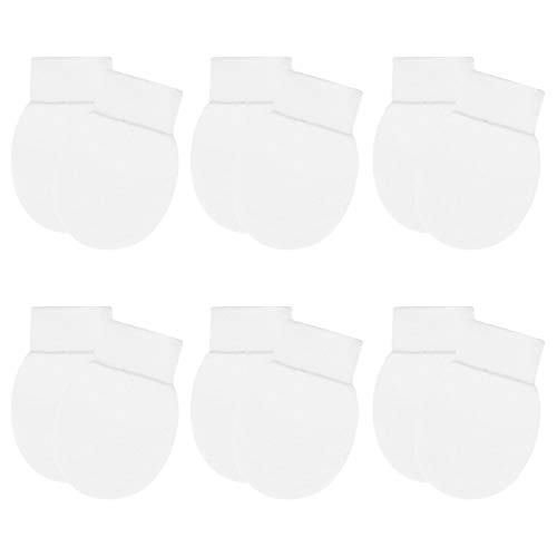 Newborn Cotton Mittens Baby Boys Girls Gloves Infant No Scratch Mittens 0-6 Months (6Pairs-White)