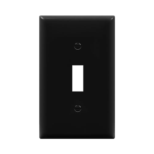 ENERLITES Toggle Light Switch Wall Plate Standard Size 1-Gang 4.50 x 2.76 Unbreakable Polycarbonate Thermoplastic 8811-BK Black Screw