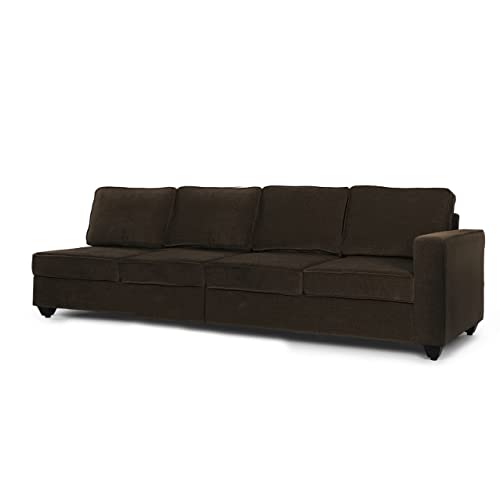 Image of Wakefit Sofa Set | 3 Year Warranty | Sofa 3 Seater, 3 Seater Sofa for Living Room, Wooden Sofa Set, 4 Seater + Left Aligned, Sofa for Living Room - Napper(Malphino : Dark Earth)