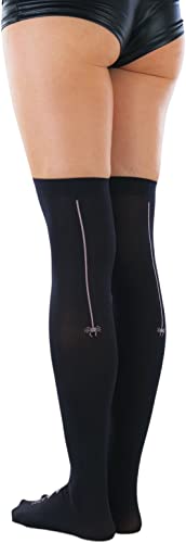 Image of ToBeInStyle Women's Spiderweb & Crawling Spider Print Hosiery Tights & Thigh High Stockings