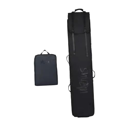 kowaku Ski Bag and Boot Bag Combo Ski Carrying Bag Snowboarding Storage Snowboard Carry Case Wheeled Snowboard Carrier Snowboard Bag, Black