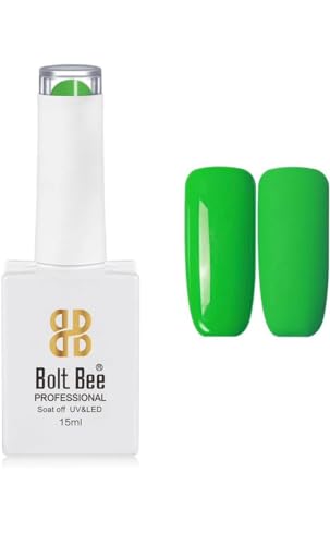 Image of Bolt Bee Brighat Neon Green Color Gel Nail Polish Soak Off UV Gel DIY at Home 15ML Manicure Salon Nail Art
